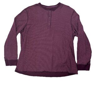 Untuckit Mens L Purple Crew Neck Henley Long Sleeve Modal Blend Shirt